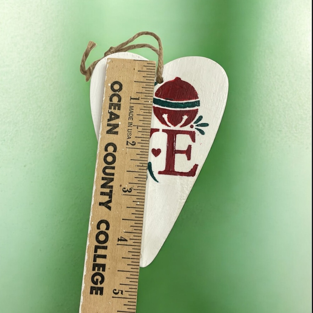 Handmade Heart-Shaped Holiday Ornament with LOVE Design - Picture 4 of 6